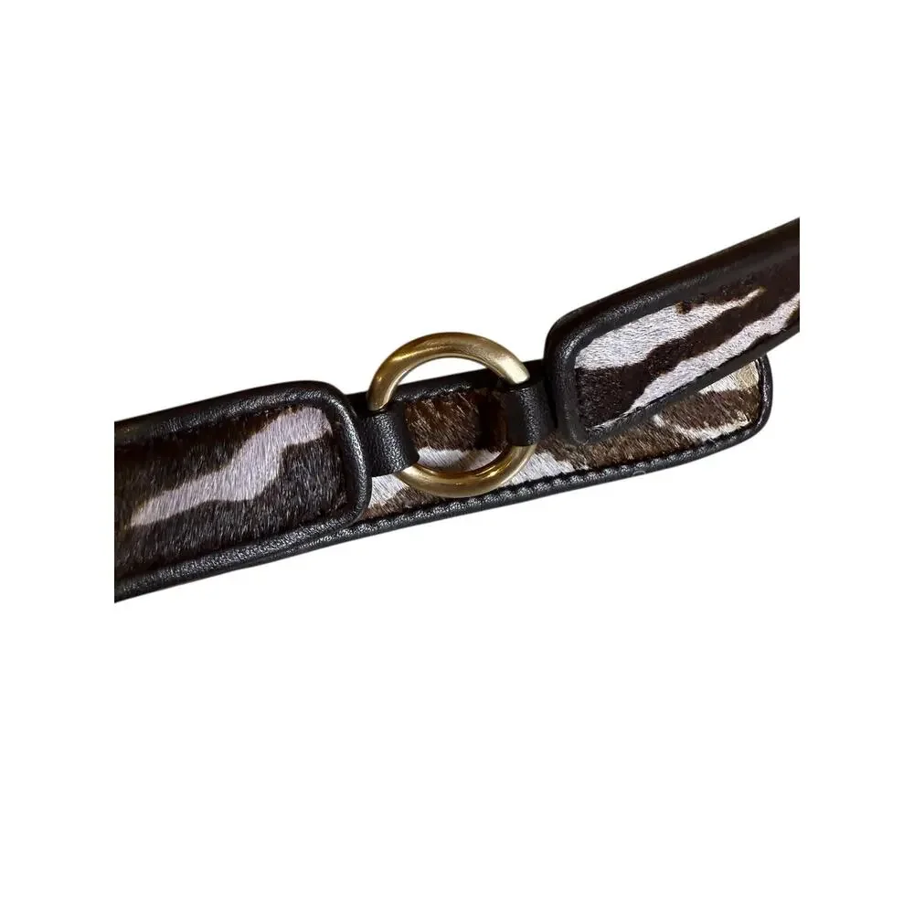 Ann Taylor Leather Belt Calf Hair Cow Print L
